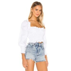 FAITHFULL THE BRAND Bel Rose Top Plain White Small